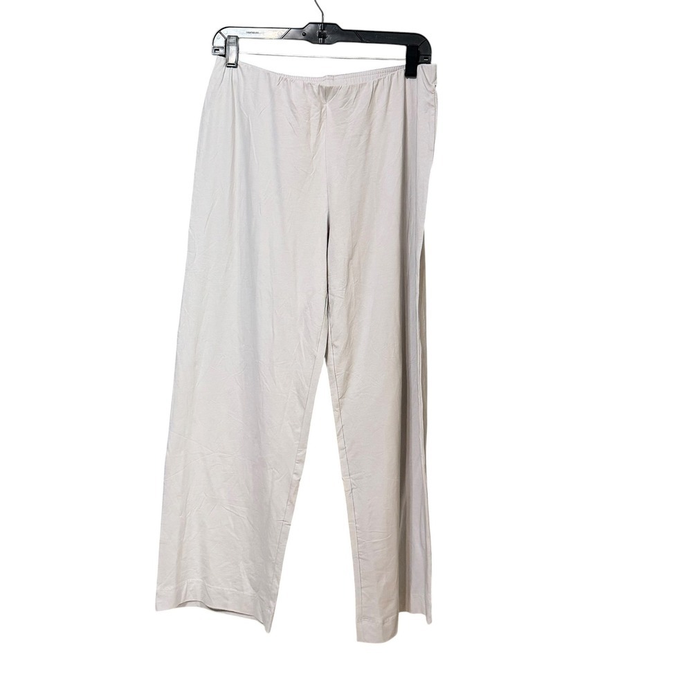Mango Home Womens Wide Leg Lounge Pants Stone Grey Cotton Blend Elastic Waist S